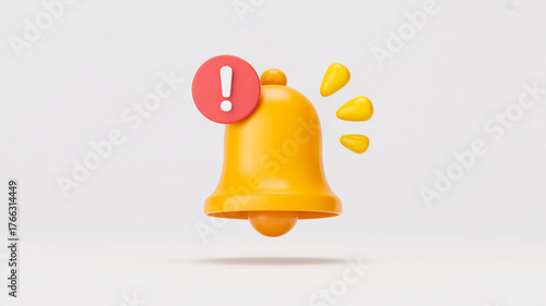 Yellow bell icon with red alert symbol and sound waves