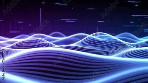 Wallpaper Mural A dynamic digital landscape of glowing energy waves, visualizing the abstract flow of big data and futuristic network information Torontodigital.ca