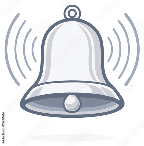 Animated bell icon illustration, ringing announcement, alarm concept