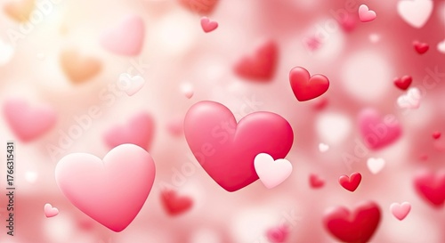 Floating Hearts - A Valentines Day Dream in Pink and Red.