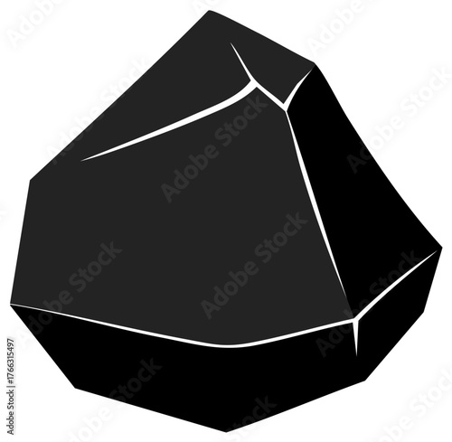 Rough Coal Lump Symbolizing Energy Resources and Raw Materials in a Graphic Style