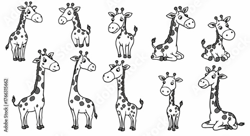 Giraffe poses collection for children's projects
