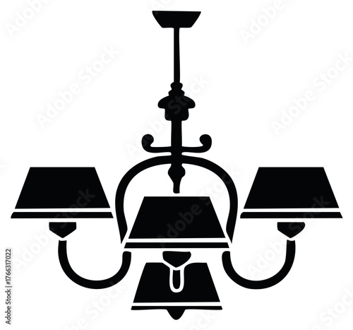 Elegant Chandelier Silhouette with Shades Home Lighting Fixture Classic Style