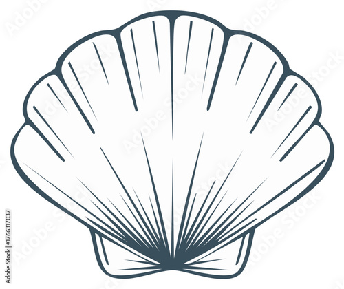 Stylized Scallop Seashell Outline Vector Graphic for Beach and Ocean Concepts