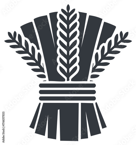 Vector icon of a tied sheaf of wheat, symbolizing harvest and agriculture.
