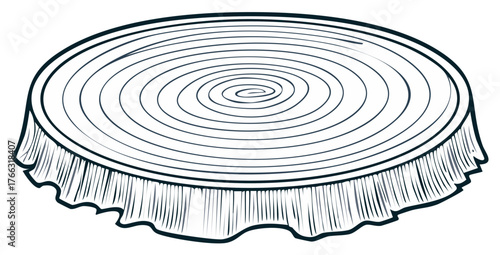 Tree Stump Cross Section with Growth Rings Graphic Illustration