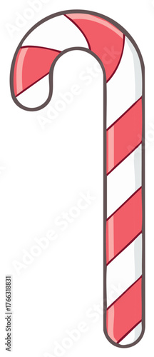 Traditional Red and White Striped Candy Cane Sweet Treat for Christmas Holiday Season