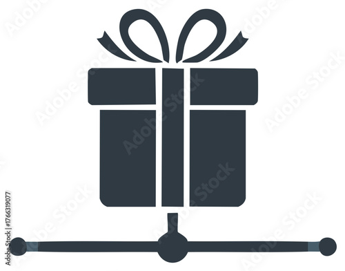 Gift box with network connection symbolizing online gifting and digital rewards