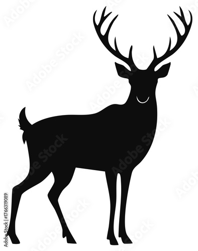 Majestic Deer Silhouette with Antlers Striking Deer Figure Noble Animal Forest Wildlife Horns Deer Symbol