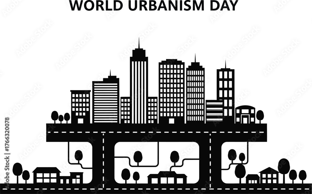 Obraz premium World Urbanism Day banner in vector illustration