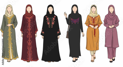 Women in modest Islamic clothing styles