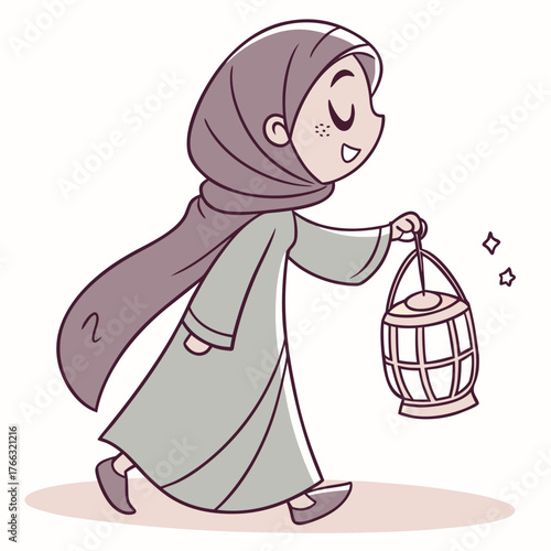 Arab Cartoon Girl in Abaya