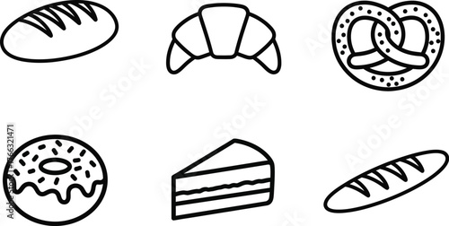 Bakery pastry icon set collection