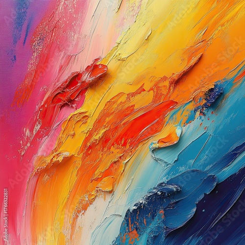 Vibrant Abstract Brush Strokes in Bold Colors