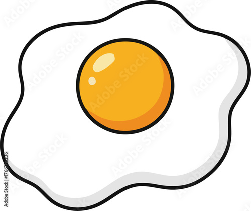 Cartoon Fried Egg with a Golden Yolk and White Albumen
