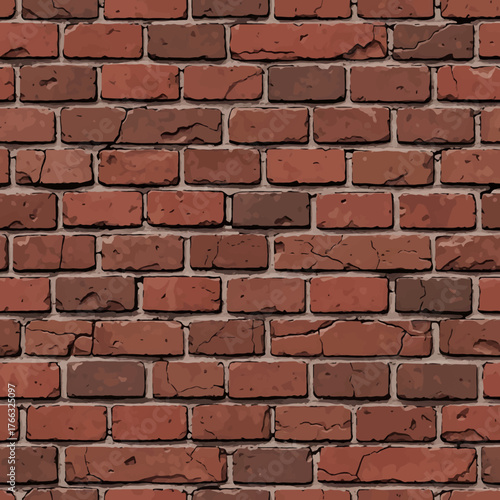 Authentic weathered red brick wall texture offers rustic charm and sturdy background for vintage or urban designs