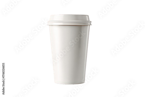 White Paper Coffee Cup Isolated on Transparent Background Studio Shot