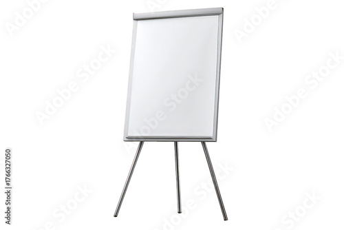 Blank White Presentation Easel with Tripod Legs Isolated on Transparent Background
