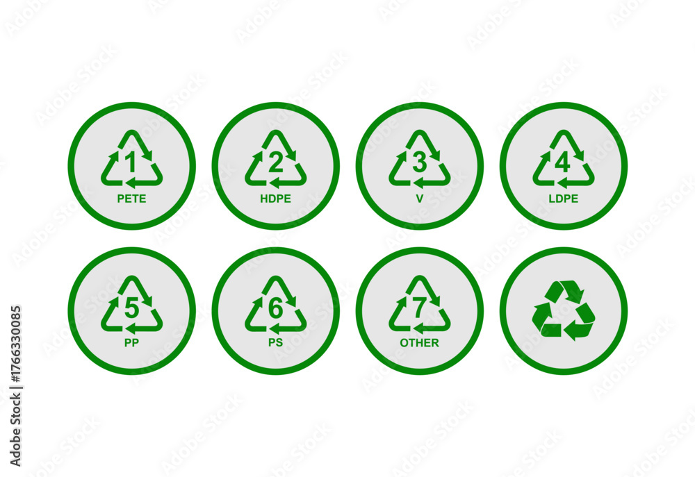 Obraz premium Plastic Recycling Symbols Set