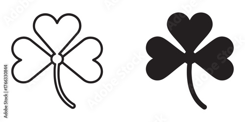 Clover symbol outline and silhouette designs for luck