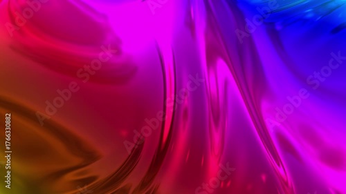 Dreamlike 4K Visuals: Slow-Motion Animation of a Rainbow Gradient Metallic Foil Surface. Create a sense of wonder and enchantment in your projects.