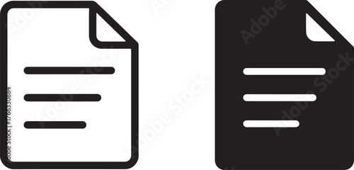 Document icon silhouette and outline for digital use