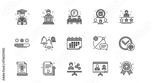 Online Education Icons Set in Monochromatic Style