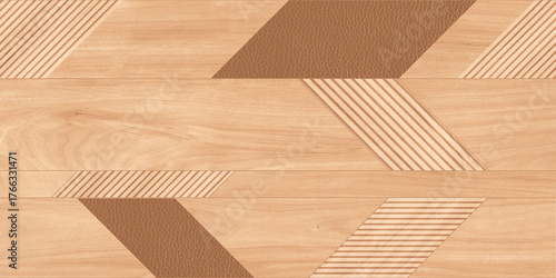 Fotografie wooden strips laminate design, wood texture background panel brick work wall cla