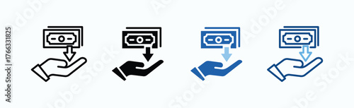 Receive Money Icon Sheet Multiple Style Collection Isolated Vector