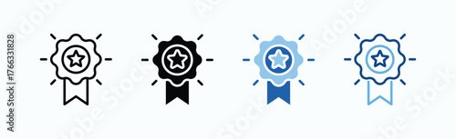Award Icon Sheet Multiple Style Collection Isolated Vector