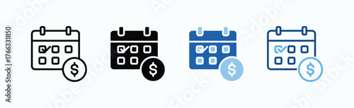 Pay Day Icon Sheet Multiple Style Collection Isolated Vector