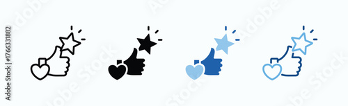 Praise Icon Sheet Multiple Style Collection Isolated Vector