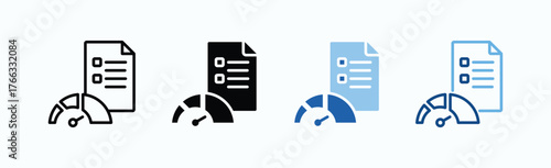 Performance Report Icon Sheet Multiple Style Collection Isolated Vector