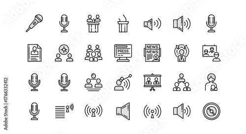 Communication and Media Vector Icons Set