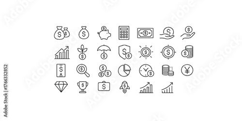 Print  Finance and investment portfolio icons
