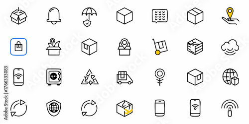 Streamlined logistics icons for modern business, shipping and delivery symbols, vector pack perfect for websites, apps and presentations, versatile and scalable