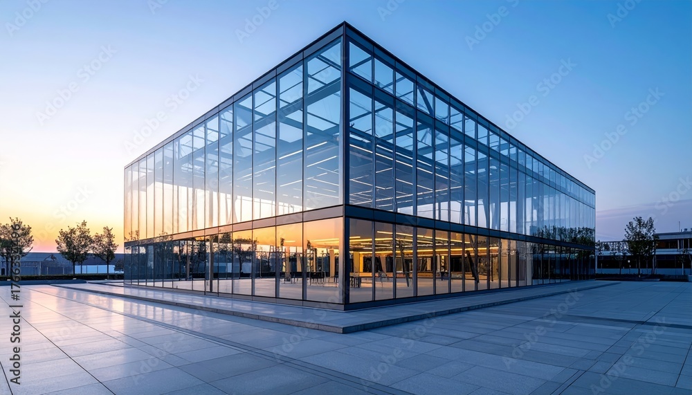 Fototapeta premium Modern architectural framework with glass and steel structure