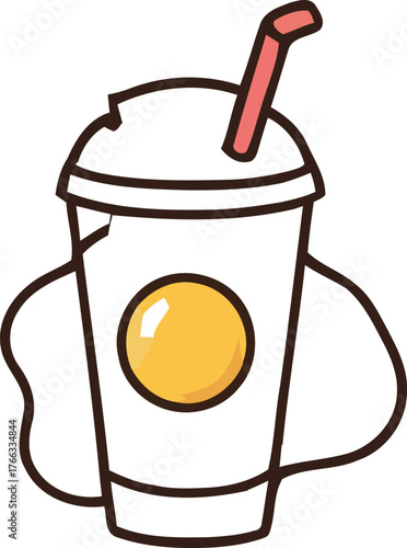 Cartoon Illustration of a Refreshing Smoothie or Juice Drink with Straw