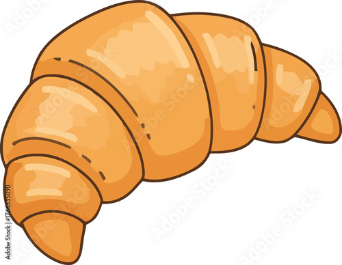 Golden Brown Croissant Pastry Illustration on a White Background