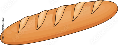 Cartoon Illustration of a Freshly Baked Loaf of Bread on White