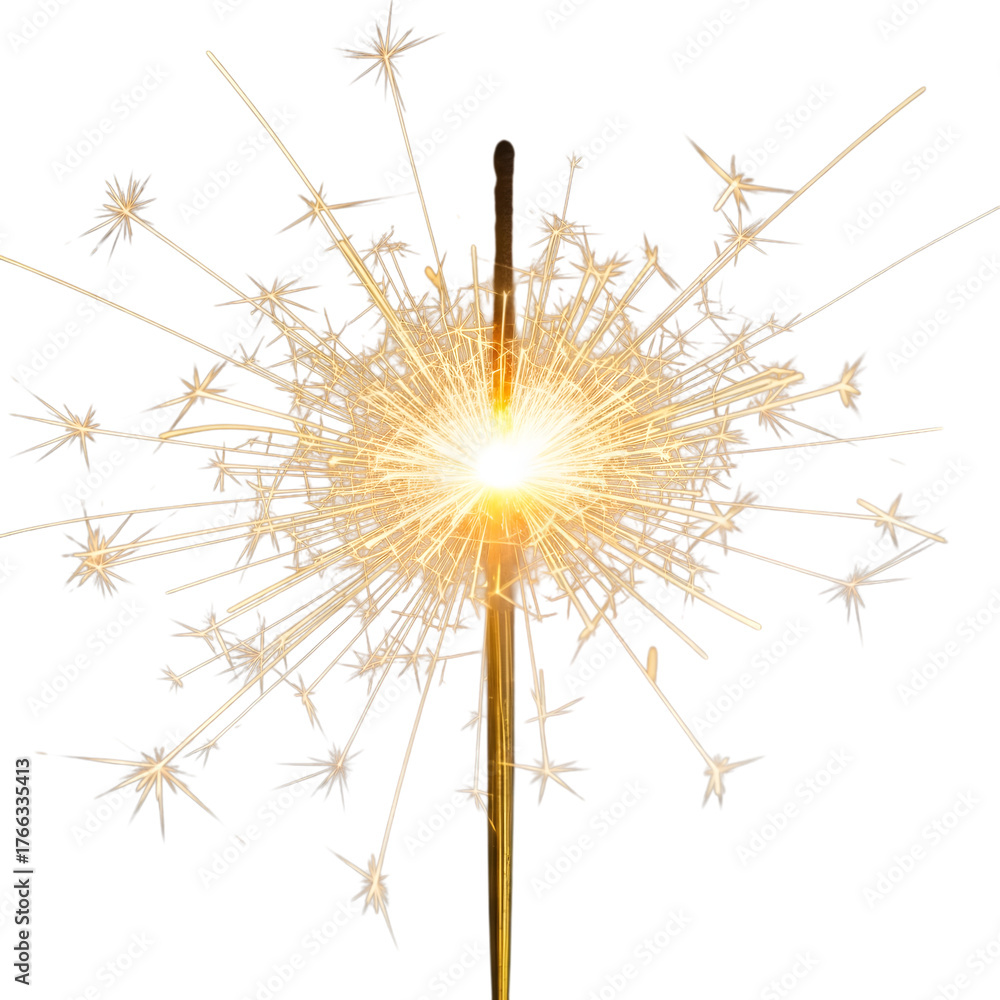 Fototapeta premium Sparkler isolated on transparent background for celebration and festive events