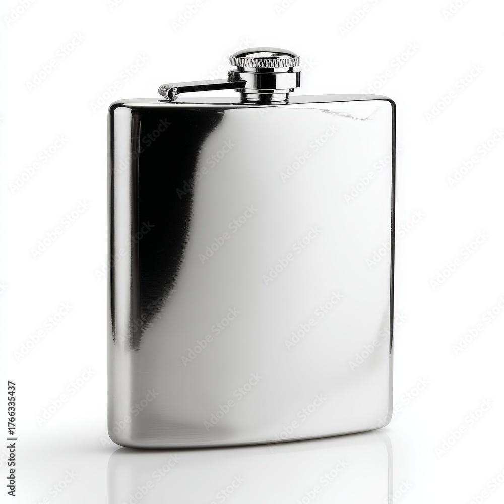 Obraz premium a silver pocket flask with polished finish
