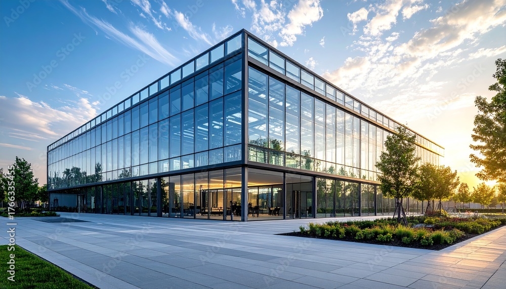 Obraz premium Modern architectural framework with glass and steel structure