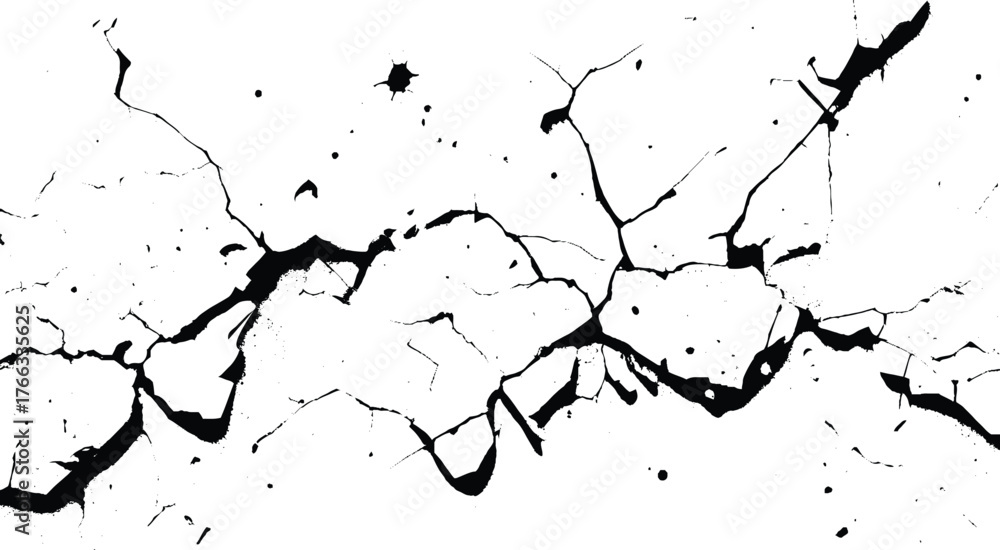 Obraz premium Aged Concrete Surface with Cracks. Abstract Ruptured Wall Detail