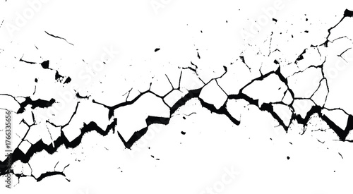 Abstract Ruptured Wall Detail. Grunge Crack Line Overlay