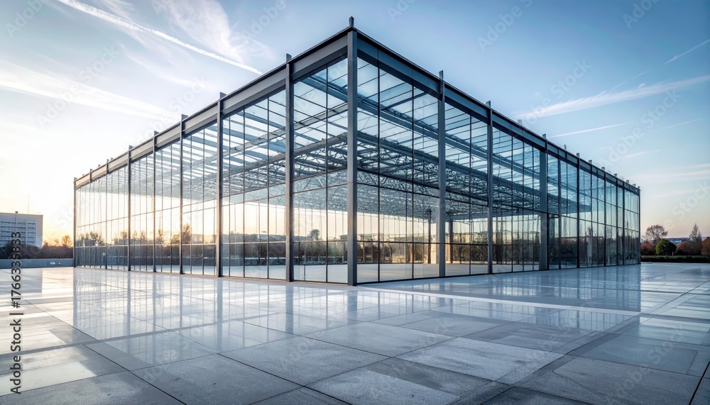 Obraz premium Modern architectural framework with glass and steel structure