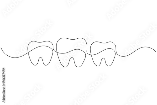 Tooth icon continuous one line drawing minimalist dental outline vector illustration
