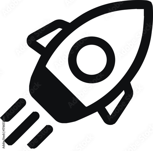 Rocket Launch Startup Icon Black