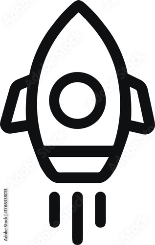 Rocket Launch Startup Icon Black