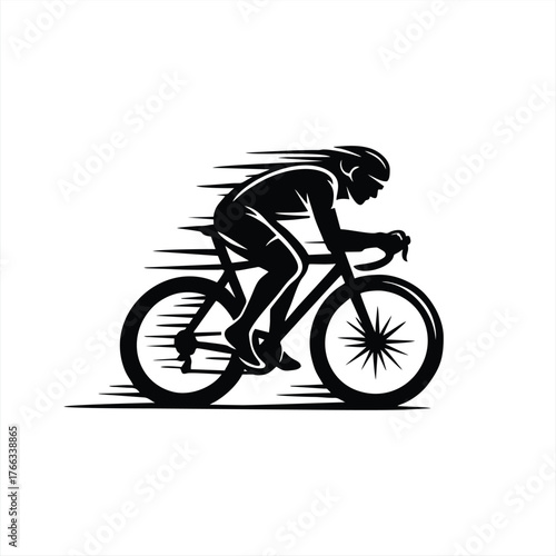 Dynamic Cycling Athlete Silhouette High Speed Sport Logo Icon